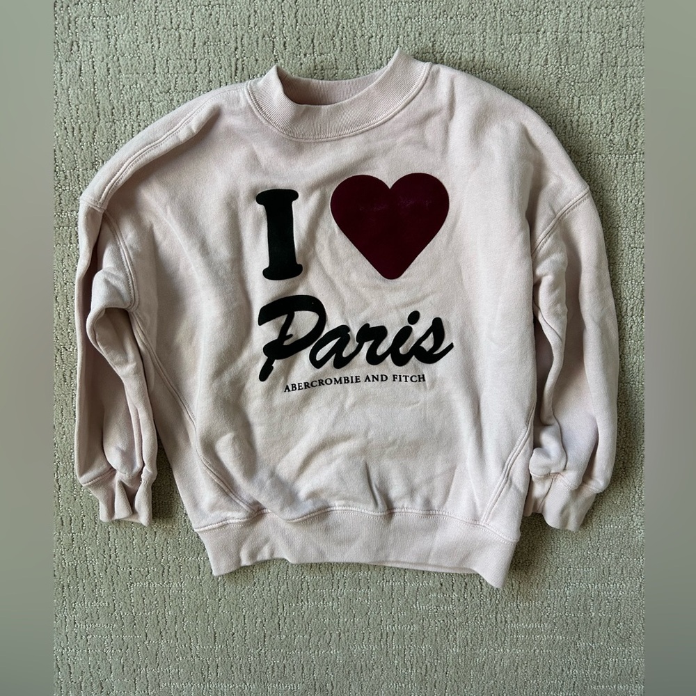 Abercrombie I Love Paris sweatshirt girls size 7/8 cozy lounge